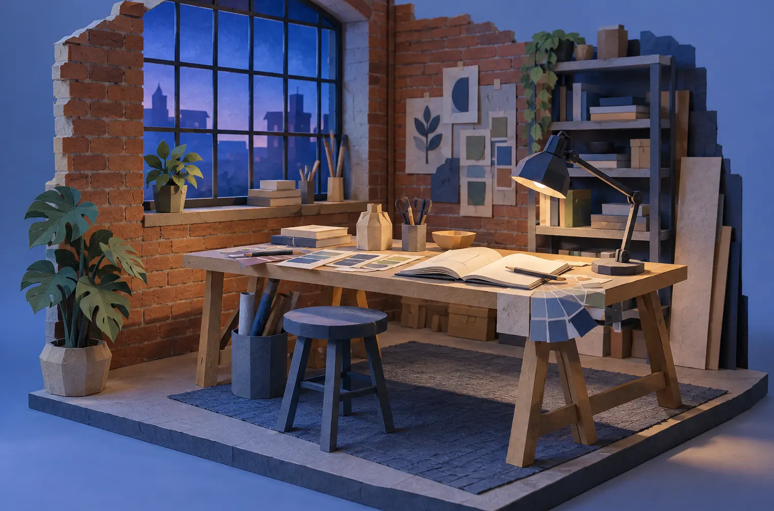 Illustration of marketing and creative businesses and their working space