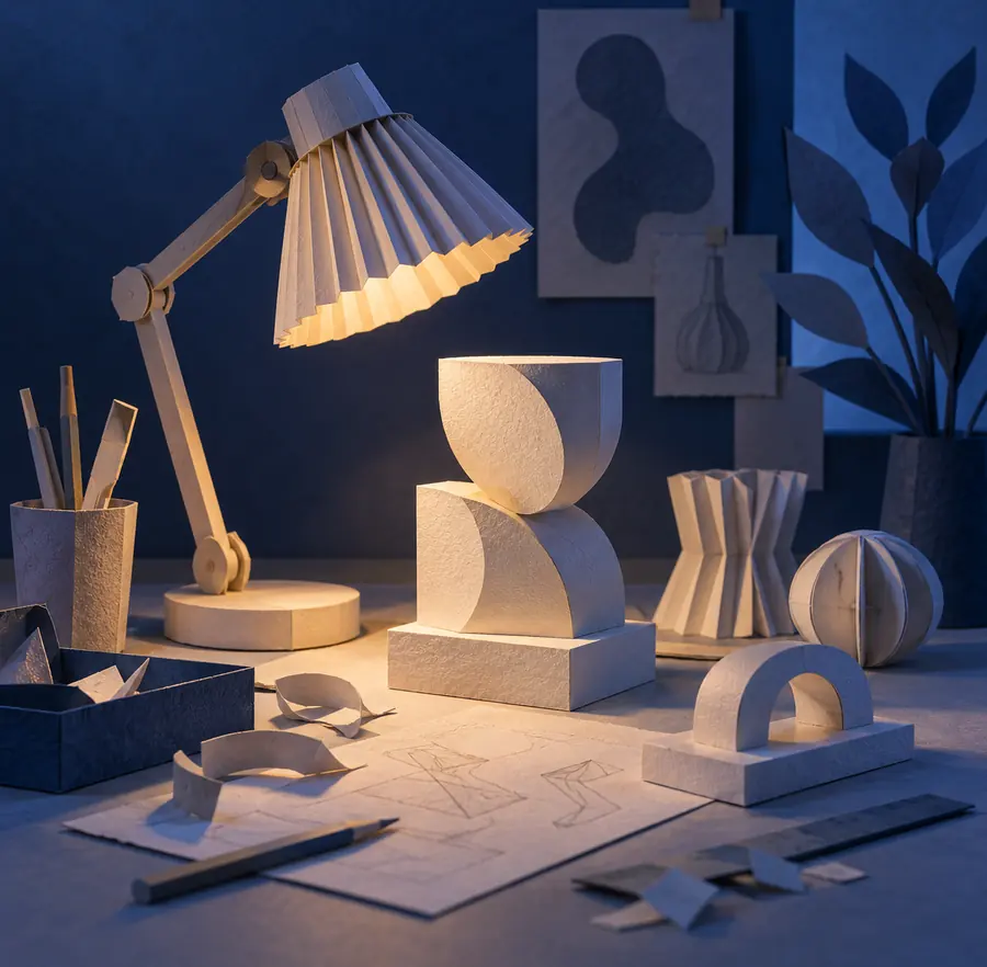 Illustration of marketing and creative businesses equipment and workspace
